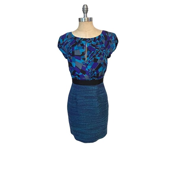 Trina Turk Multicolor Geometric Print Mixed Media Dress Size 2 - Picture 1 of 5